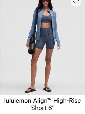 Lululemon align high rise short 6 inches in glow grid washed denim multi